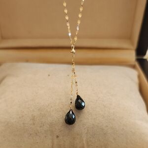 14k Teardrop Beads 18 inch Lariat Necklace